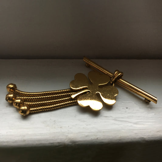 Shamrock Pin with Four Lucky Brass Cords